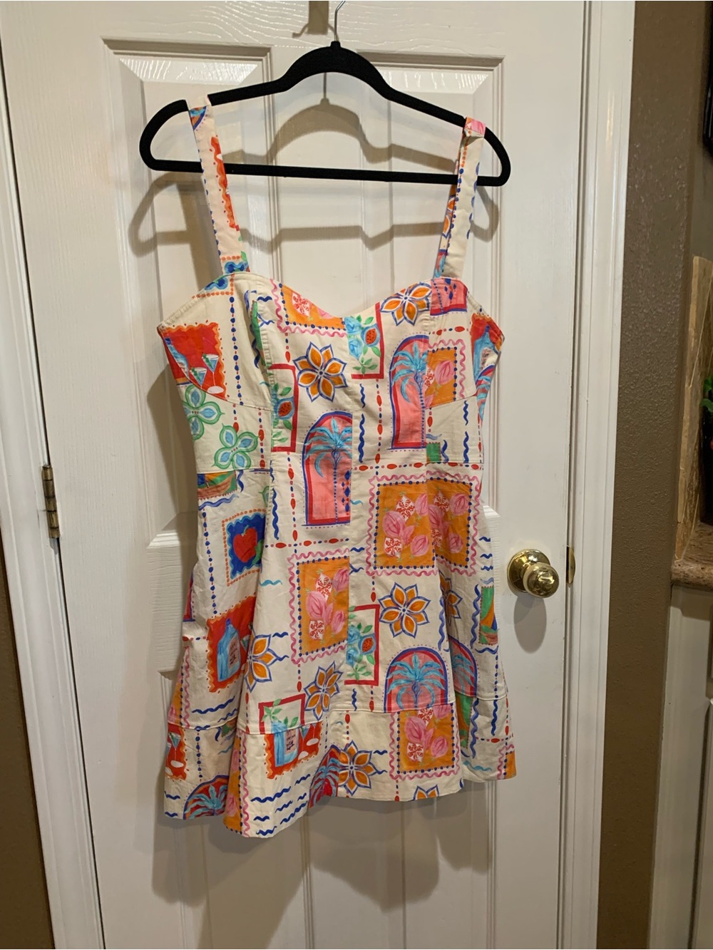 Avec Les Filles Cream Multicolor Patchwork Sundress - Picture 1 of 7